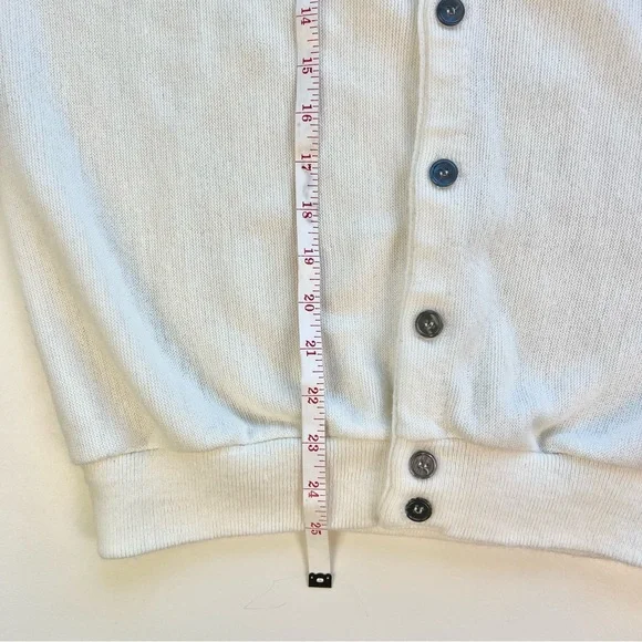 VINTAGE Button Down Cardigan Sweater - Eggshell White by CARMEL Made in USA - Picture 4 of 16